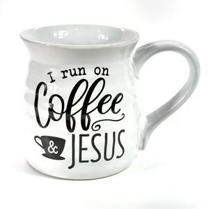 Christian Coffee Mug Tea Cup,‎ I run on Coffee and Jesus, Large 21oz